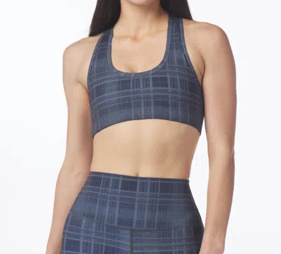Glyder Notch Speckle Plaid Bra In Black In Blue