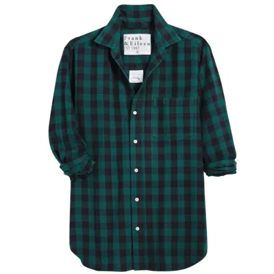 Frank & Eileen Barry Tailored Button Up Flannel Shirt In Green Black Check