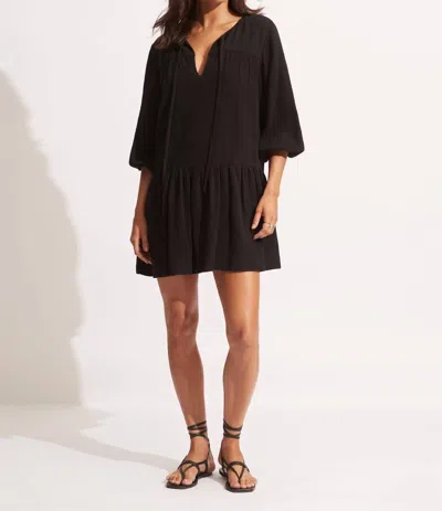 Seafolly Fallow Textured Cotton Cover Up In Black In Black