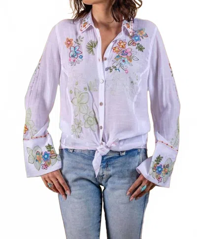 Paparazzi Women's Embroidered Blouse In White In White