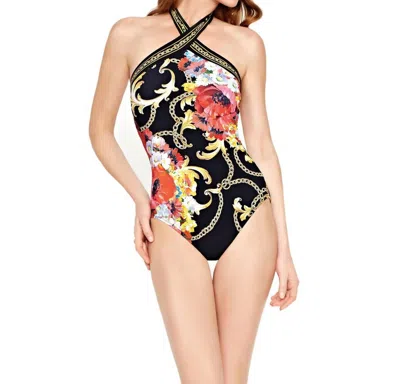 Gottex High Neck Underwire One Piece Swimsuit In Got Barococo In Multi