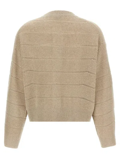 Brunello Cucinelli 'rustic Dazzling Net' Cardigan In Nude