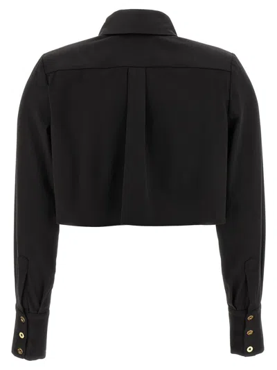 Elisabetta Franchi Short Shirt With Long Sleeves And Collar In Black