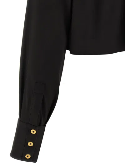 Elisabetta Franchi Short Shirt With Long Sleeves And Collar In Black