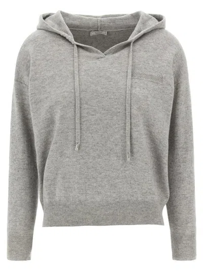 Peserico Grey Punto Luce Hooded Sweater In Gray