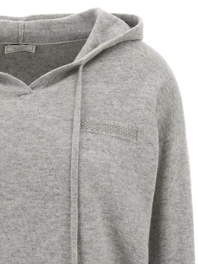 Peserico Grey Punto Luce Hooded Sweater In Gray