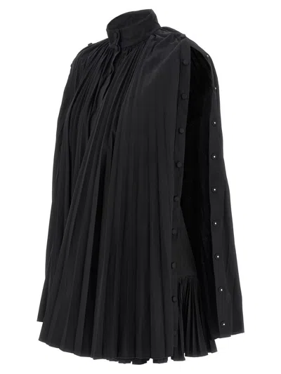 Giovanni Bedin Pleated Dress With Cape In Black