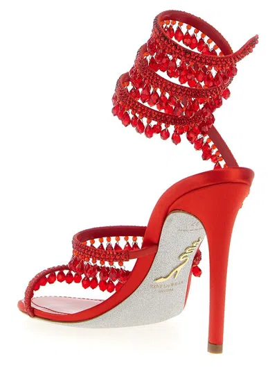 René Caovilla Crystal Beaded Ankle Strap Sandals