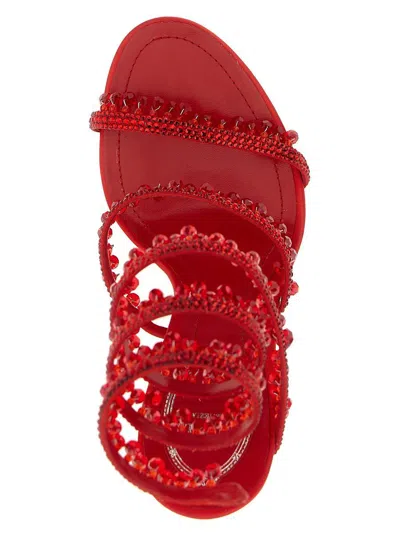René Caovilla Crystal Beaded Ankle Strap Sandals