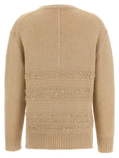 Fabiana Filippi Textured Knit Camel Sweater With Ribbed Edges In Brown