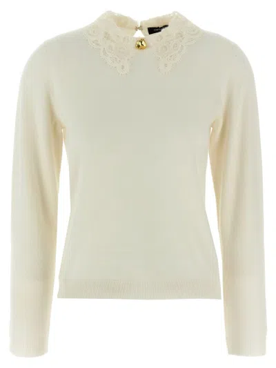 Fabiana Filippi Lace Neck Sweater Sweaters And Cardigans White In White