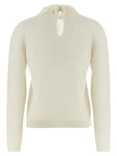 Fabiana Filippi Lace Neck Sweater Sweaters And Cardigans White In White