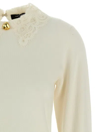 Fabiana Filippi Lace Neck Sweater Sweaters And Cardigans White In White