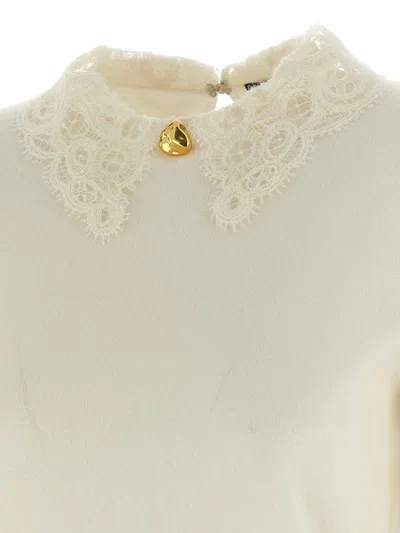 Fabiana Filippi Lace Neck Sweater Sweaters And Cardigans White In White
