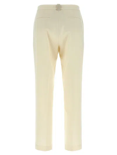 Fabiana Filippi Front Pleated Trousers With Belt Loops And Back Pockets In Neutral