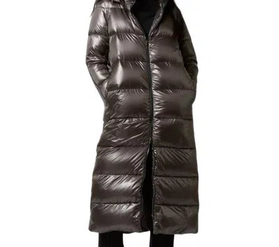 Herno Shiny Nylon Long Coat In Charcoal In Black