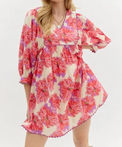 Entro Bonnie Dress In Pink Multi In Pink