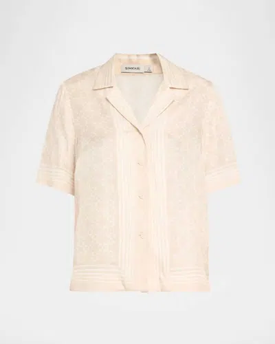 Simkhai Koda Button Down Top In Sand In White