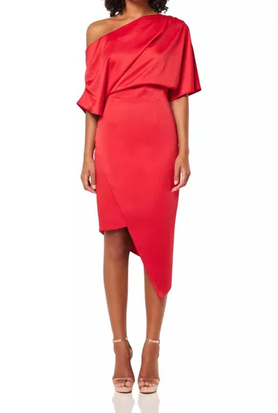 Elliatt Carson One-shoulder Satin Dress In Red