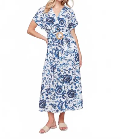 Charlie B Floral Print Cotton Maxi Dress In Delphinium