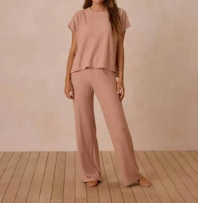Rylee + Cru Cozy Rib Knit Set In Grapefruit In Pink