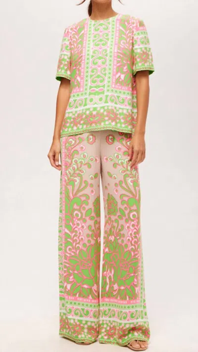 Trina Turk Short Sleeve Printed Riggs Top In Multi