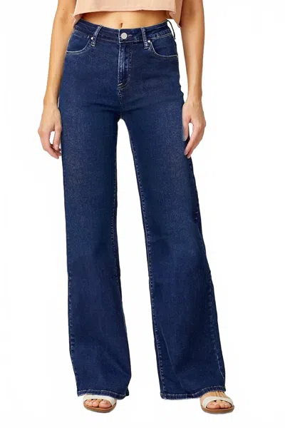 Risen Galloway Mid Rise Wide Leg Jeans In Dark Wash