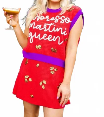 Queen Of Sparkles Espresso Martini Queen Vest And Skirt Set In Pink