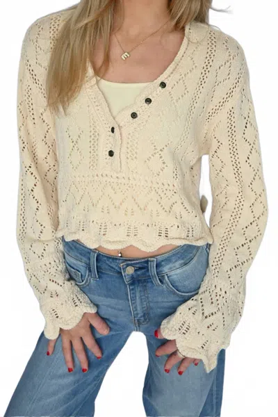 Free People Charlotte V-neck Sweater In Shortbread In White