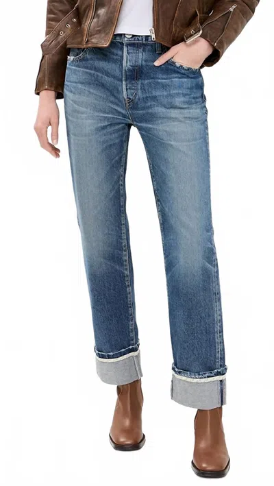 Moussy Amityville Straight Cuff Jean In Light Blue