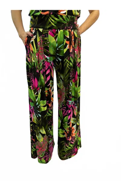 Frank Lyman Knit Pant In Green Fushia In Brown