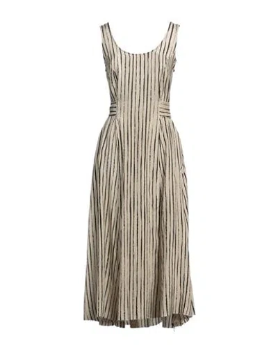 Masnada Woman Midi Dress Beige Size 10 Linen, Viscose In Brown