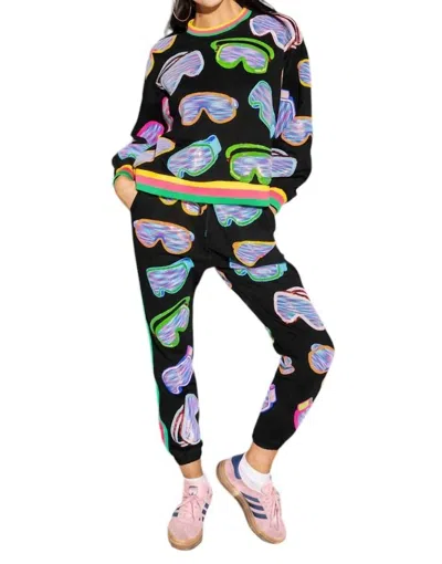 Queen Of Sparkles Ski Goggle Sport Stripe Sweatshirt In Black