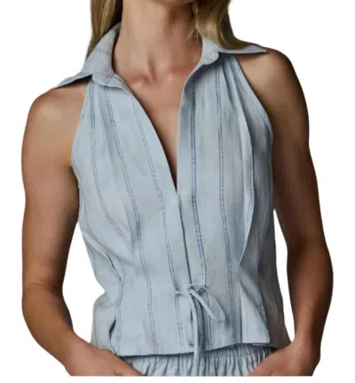 Hevron Sloan Sleeveless Vest In Blue Stripe In Blue