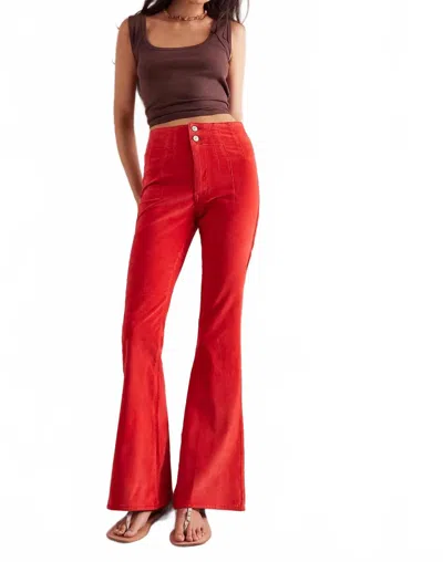 Free People We The Free Jayde Cord Jeans Women Small Red Cotton Flare Leg Erk686 In Red