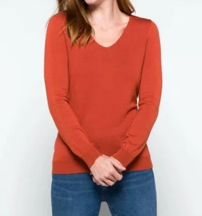 Love Ellie Stitch Fix V Neck Light Sweater In Autumn Rust