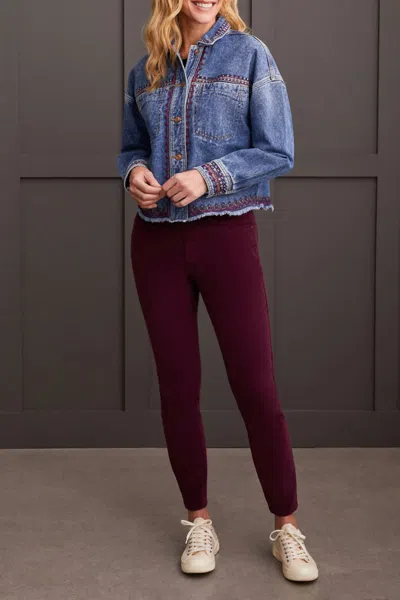 Tribal Embroidered Denim Shacket In Denim/embroidery In Blue