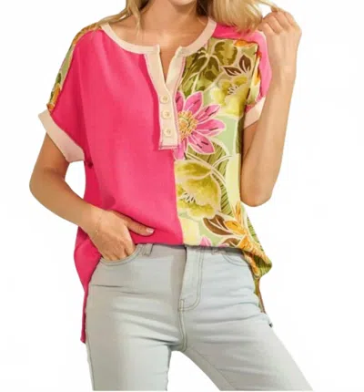 7th Ray Kassidy Floral Top In Fuchsia In Pink