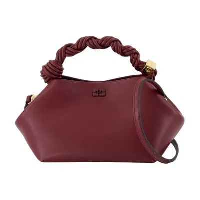Ganni Bou Red Handbag With Butterfly Logo And Hand-braided Strands In Leather Woman In Neutral