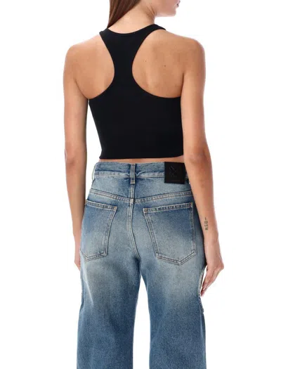 Off-white Ribbed Crop Top In Black