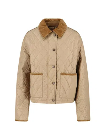 Burberry Cropped Beige Quilted Nylon Jacket Women