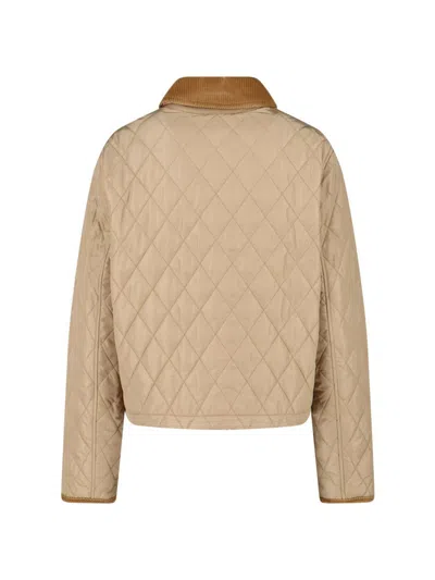 Burberry Cropped Beige Quilted Nylon Jacket Women