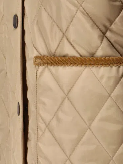 Burberry Cropped Beige Quilted Nylon Jacket Women