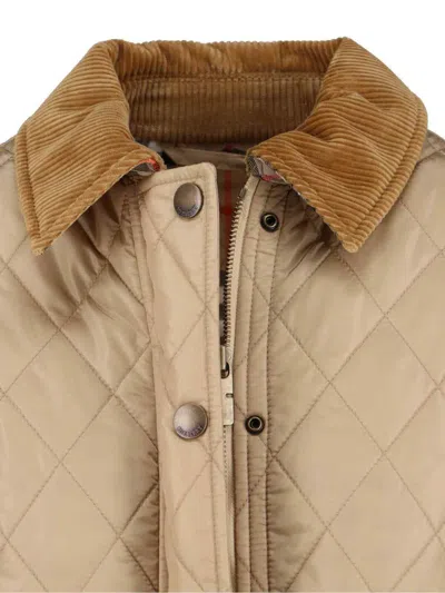 Burberry Cropped Beige Quilted Nylon Jacket Women