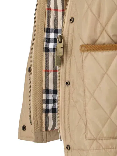 Burberry Cropped Beige Quilted Nylon Jacket Women