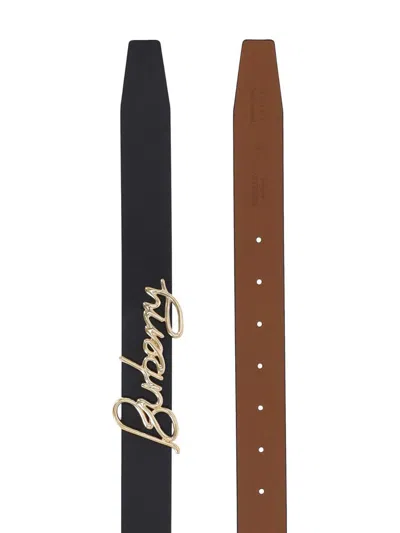 Burberry Adjustable Reversible Belts Smooth Finish In Black