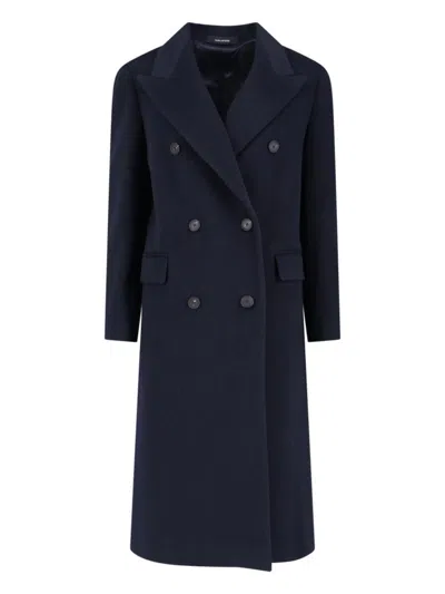 Tagliatore Jole Double-breasted Midi Coat In Blue