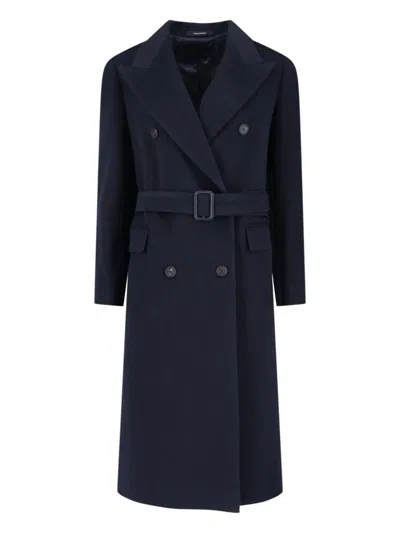 Tagliatore Jole Double-breasted Midi Coat In Blue