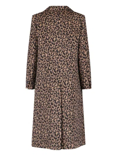 Tagliatore Jole Double-breasted Midi Coat In Animal Print