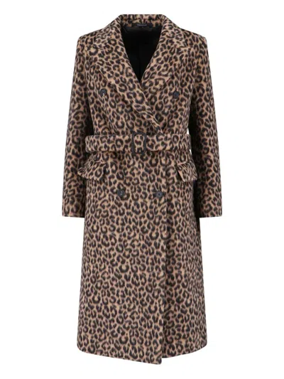Tagliatore Jole Double-breasted Midi Coat In Animal Print
